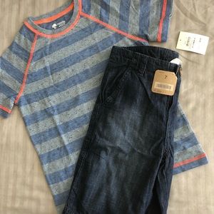 NWT Boys Sz 7 Denim Short and T set